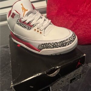 White and Red Air retro 3 Sneakers